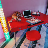 Red lacquered 1980s desk by Raul Barbieri