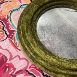 Midcentury green velvet mirror 96cm