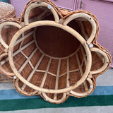 Trompe L’oeil draped wicker side table