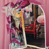 Italian 1980s pink free standing mirror