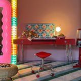Red lacquered 1980s desk by Raul Barbieri