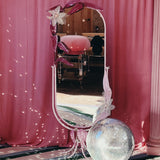 Italian 1980s pink free standing mirror