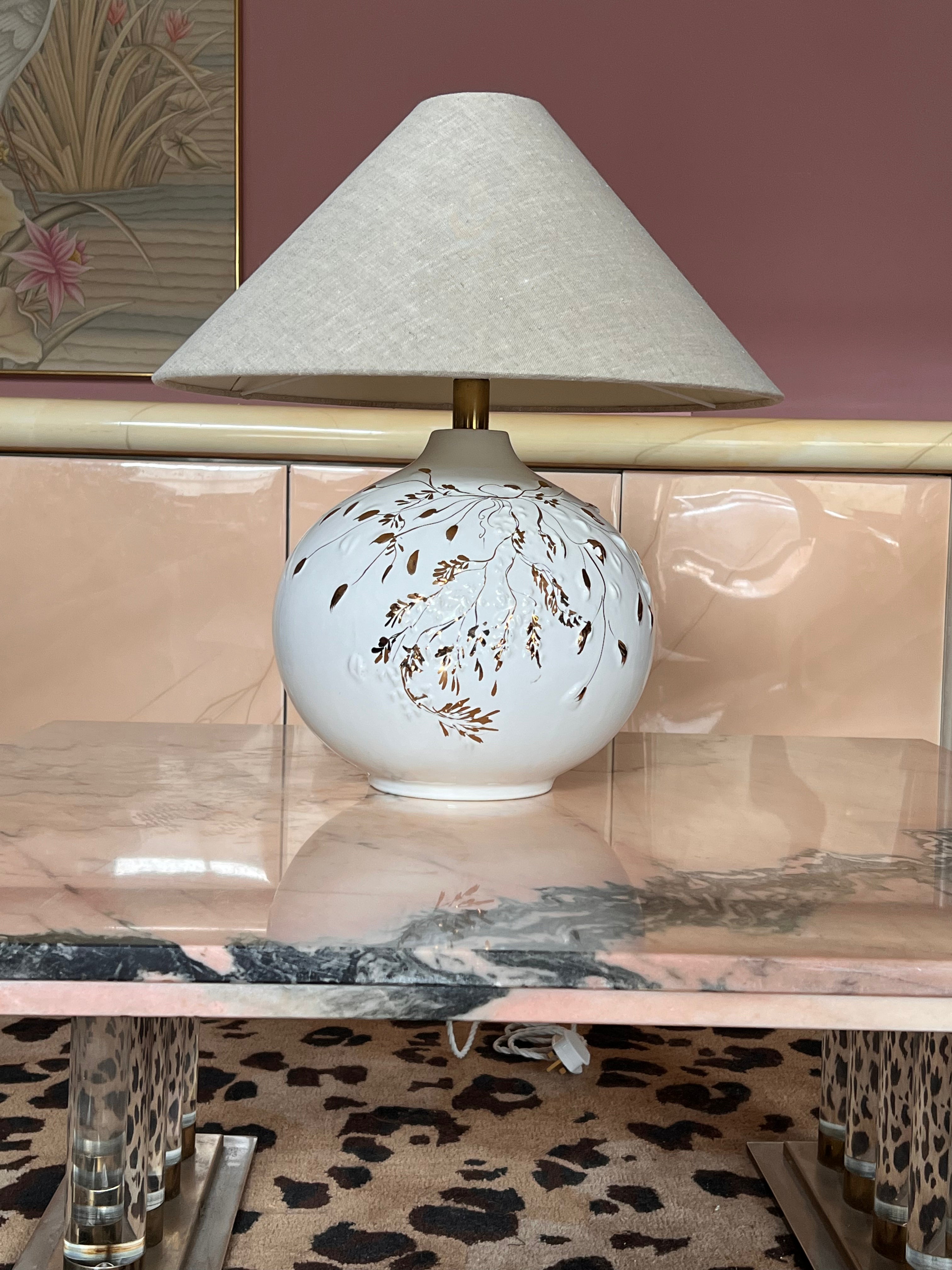 round white ceramic vintage lamp