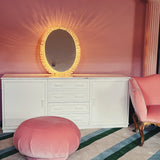 1980s Sketch pink velvet waterfall footstool