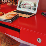 Red lacquered 1980s desk by Raul Barbieri