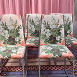 Italian 1980s pink floral dining chair (8 available)