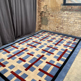 blue graphic print rug