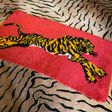 1960s pink tiger print rug ~ 100% wool