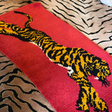 1960s pink tiger print rug ~ 100% wool