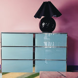 Turquoise and gold glass sideboard by Ello Furniture, American 1970s
