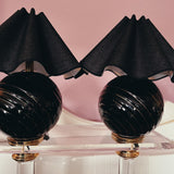 Pair of Italian black ceramic sphere lamps C.1980