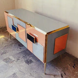 Italian brass and glass sideboard