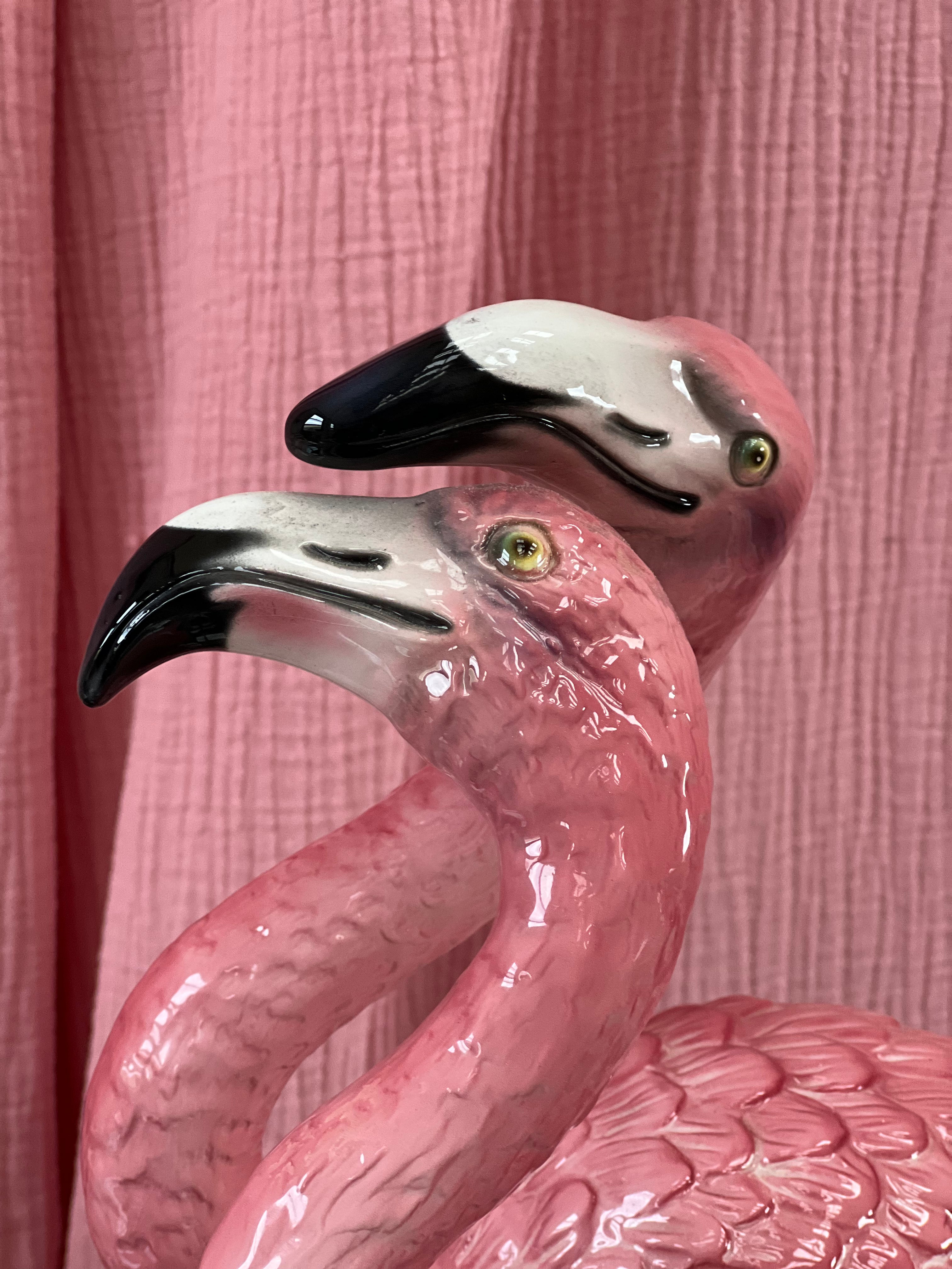 1970s flamingo ceramic statue