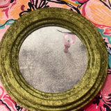Midcentury green velvet mirror 96cm