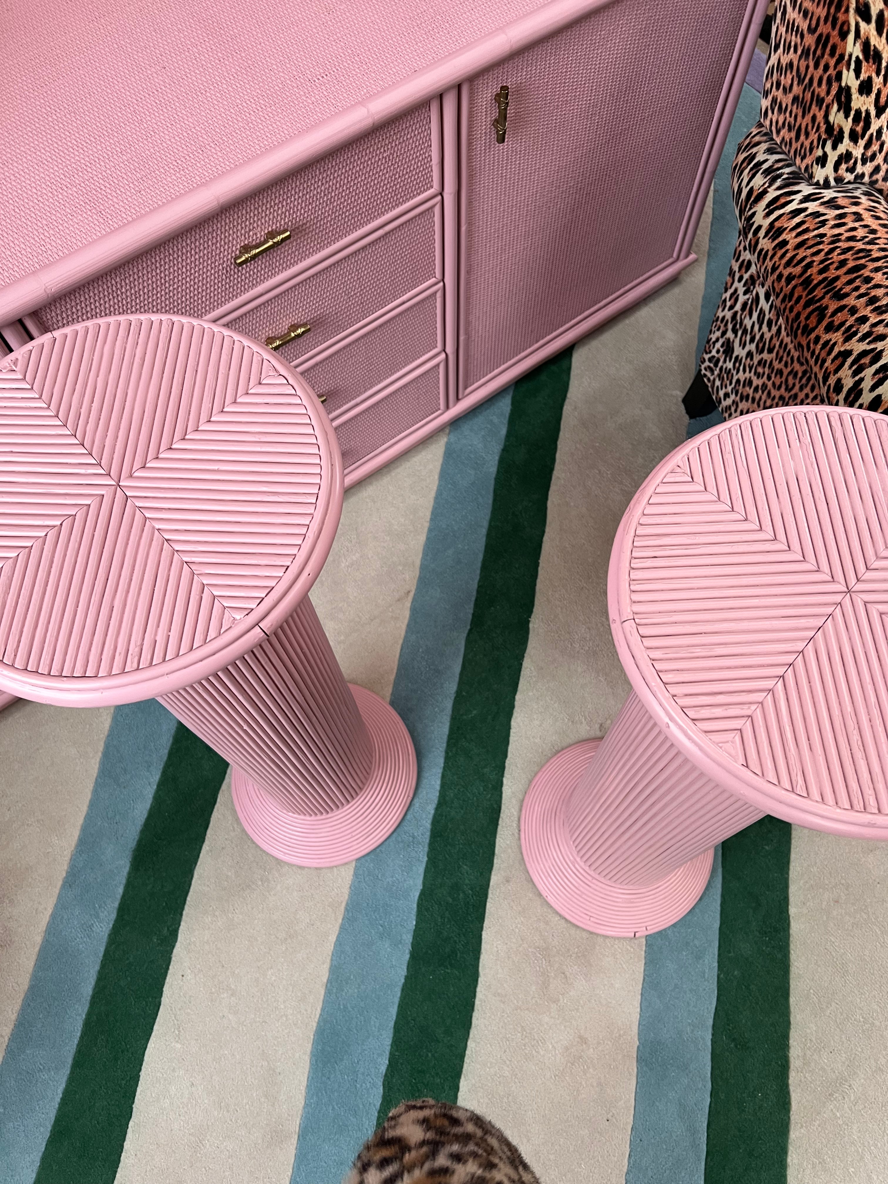 pink bamboo plant stand