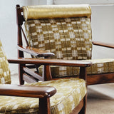 Sergio Rodrigues Brazilian rosewood armchairs  1970s Pierre Frey