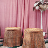 Trompe L’oeil draped wicker side table