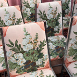 Italian 1980s pink floral dining chair (8 available)