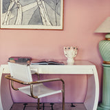 American 1980s white lacquered desk