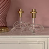 Dorothy Thorpe pretzel lucite candle holders ~ pair