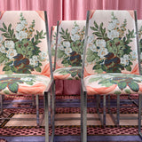 Italian 1980s pink floral dining chair (8 available)