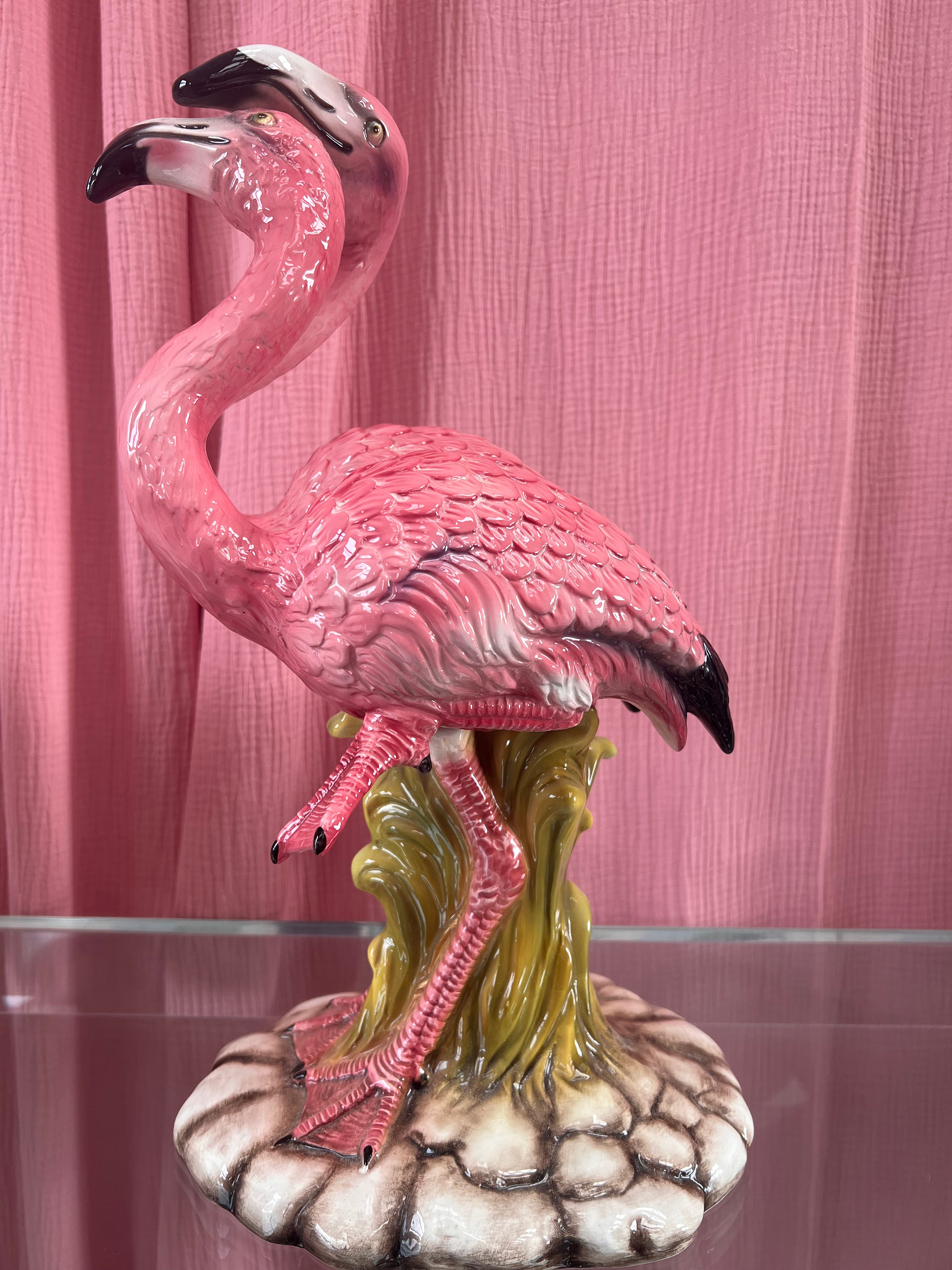 flamingo ceramic statue