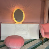 1980s Sketch pink velvet waterfall footstool